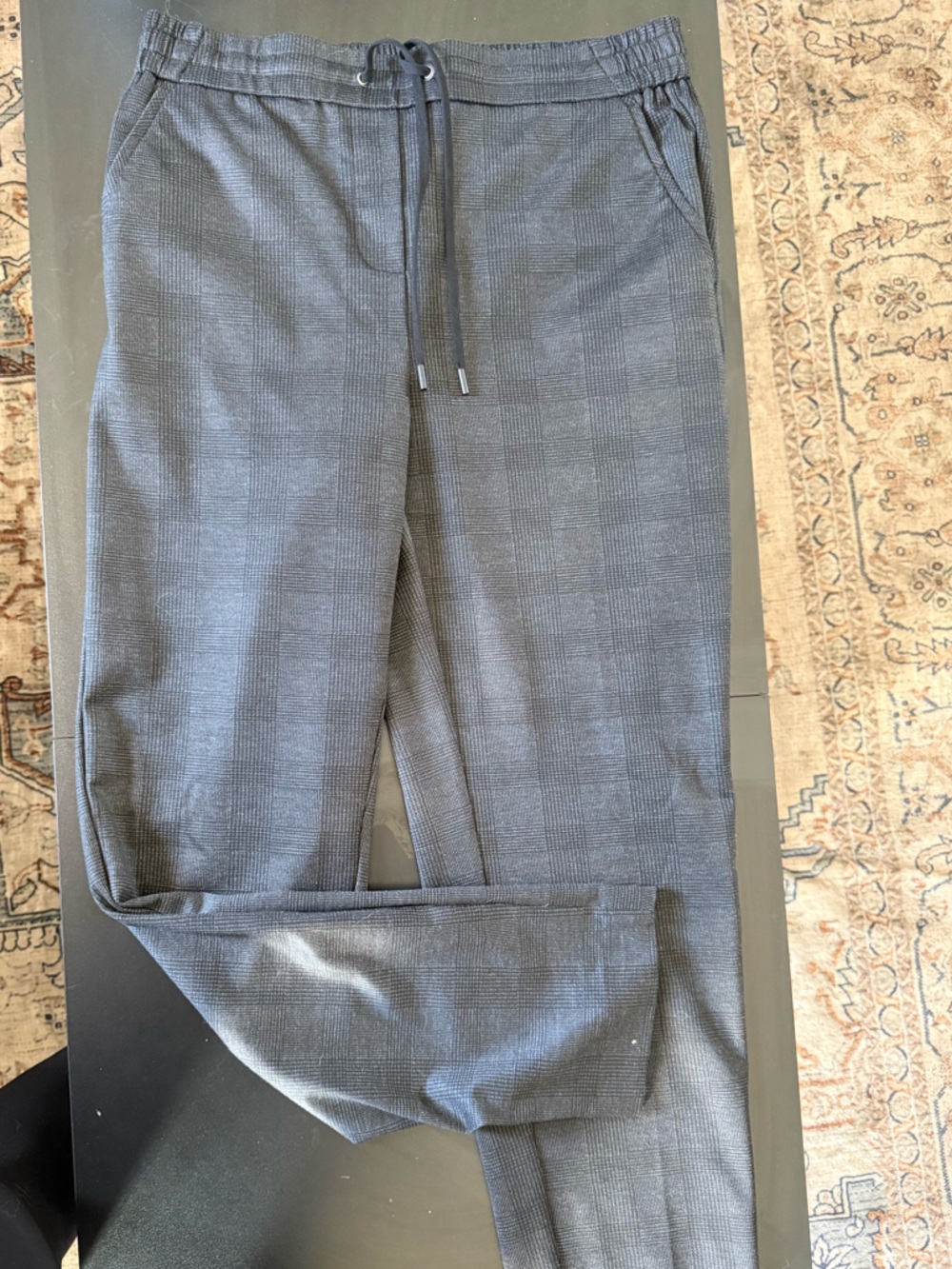 Reitmans Grey Plaid Drawstring Trousers